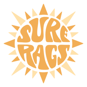 Sun logo with "surf rags" in the center